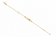 Baby Kinder Gelbgold ID-Armband mit Stern &amp; Gratis Gravur