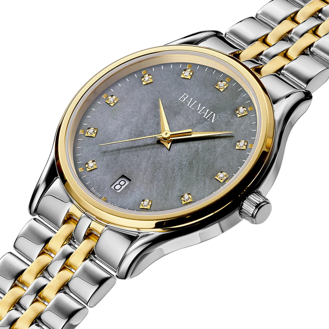 Balmain Beleganza Lady M Diamonds 32mm Grau Bicolor – B8352.39.66