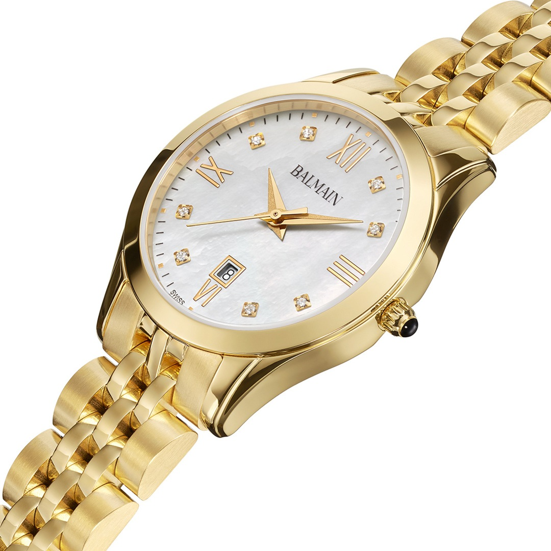 Balmain Classic R Lady 30mm Perlmutt Gold Diamanten – B4110.31.85