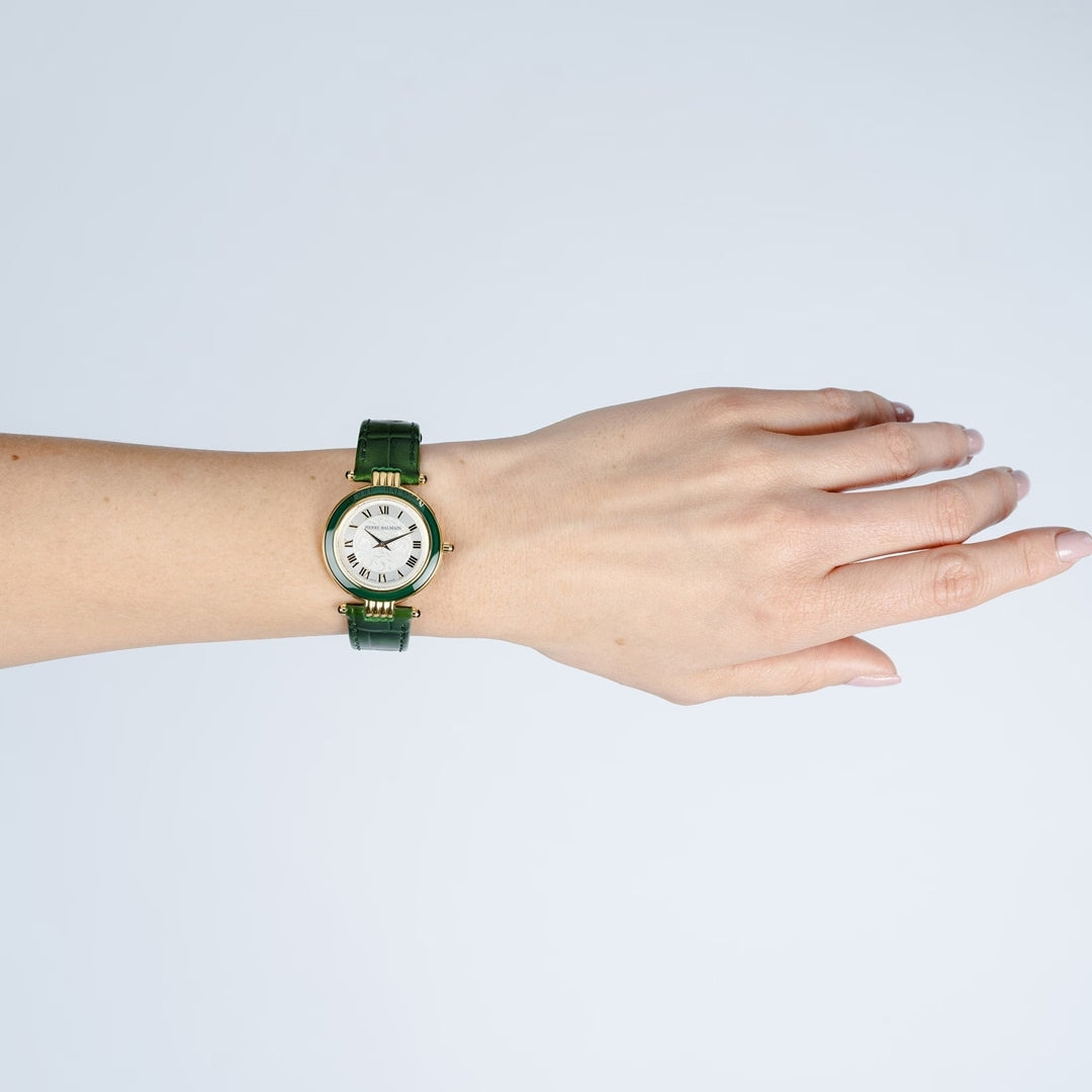 Balmain Haute Elegance Vintage 30mm Silber Grün Leder – B8133.92.12