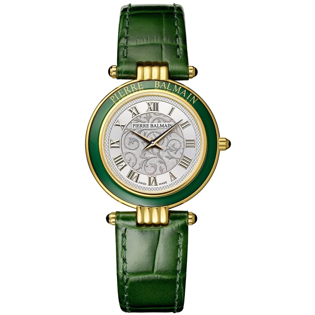 Balmain Haute Elegance Vintage 30mm Silber Grün Leder – B8133.92.12
