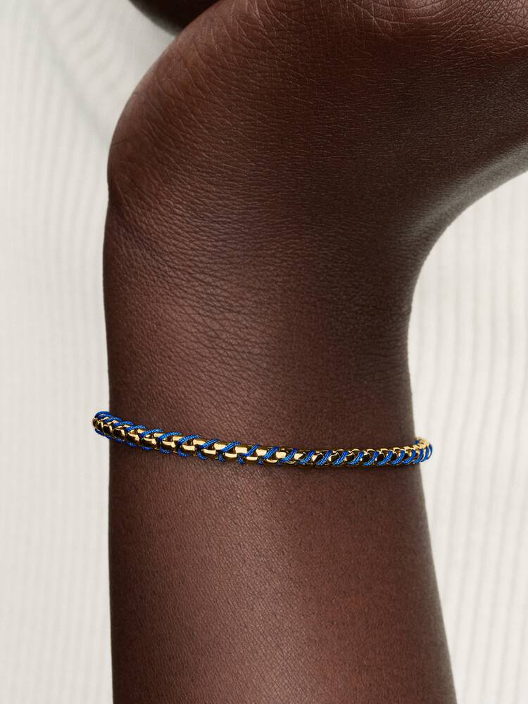Blaue Kordel Kastenkette Armband Vergoldet - 563816C02

