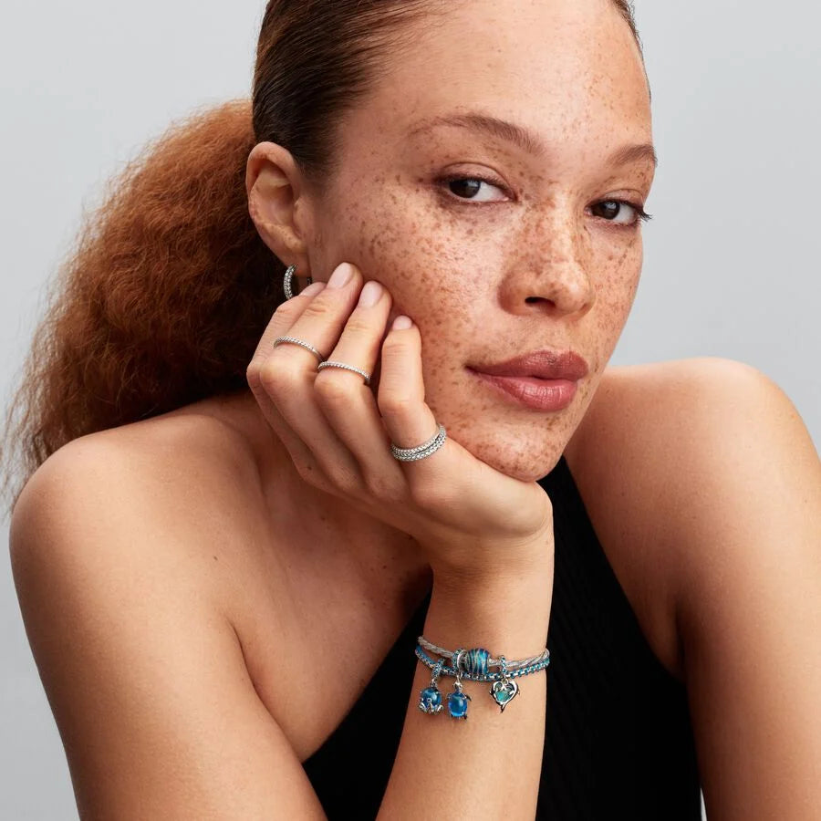 Blauer Murano-Glas Delfine Charm-Anhänger - 793924C01