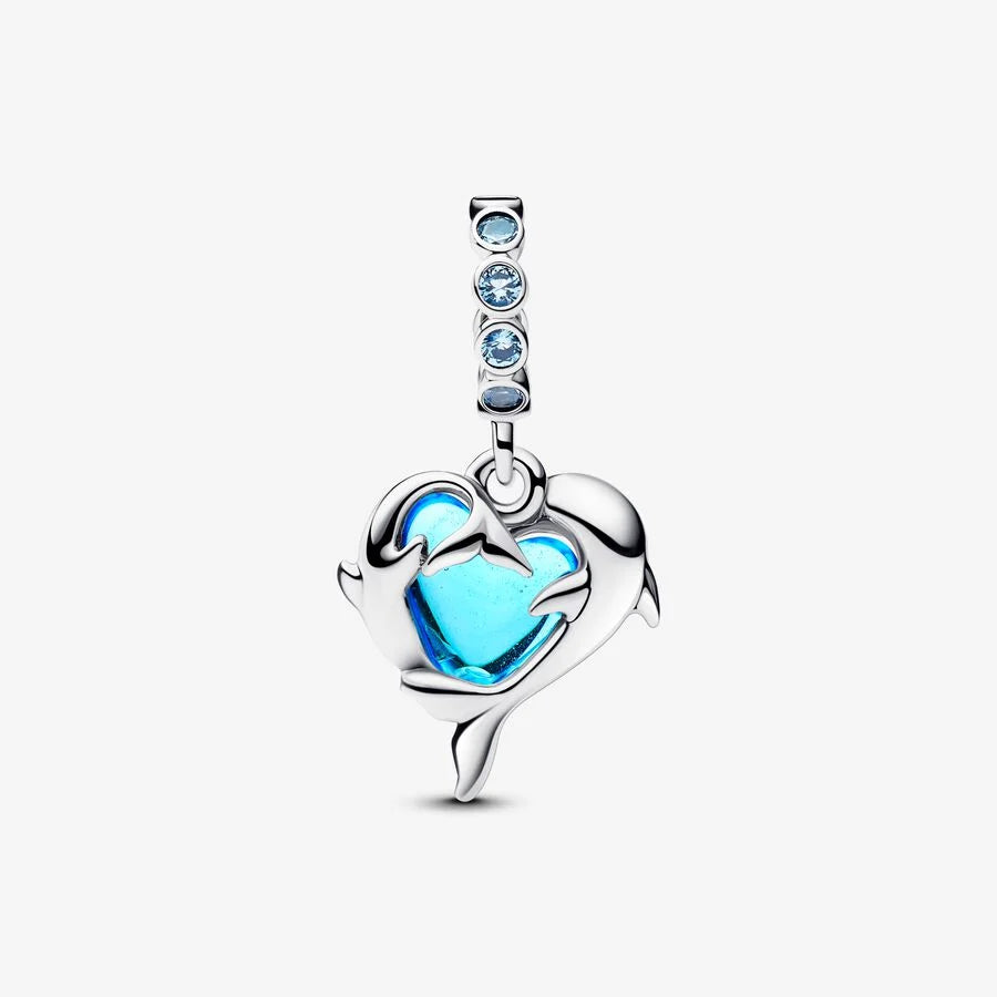 Blauer Murano-Glas Delfine Charm-Anhänger - 793924C01