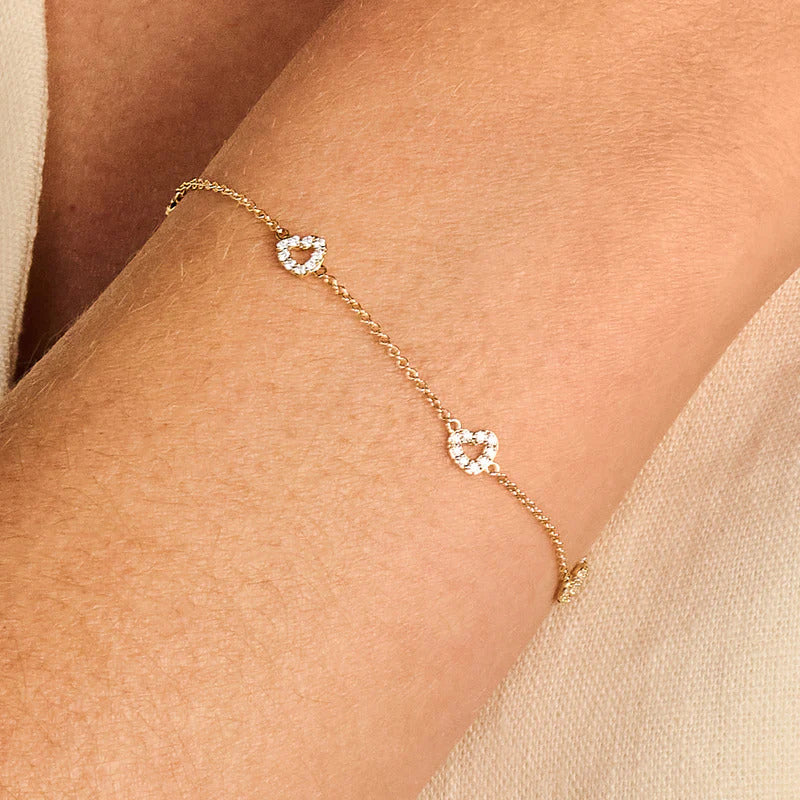 Blush Armband aus 14 Karat Gold mit Herz und Pavé-Zirkonia - 2211YZI