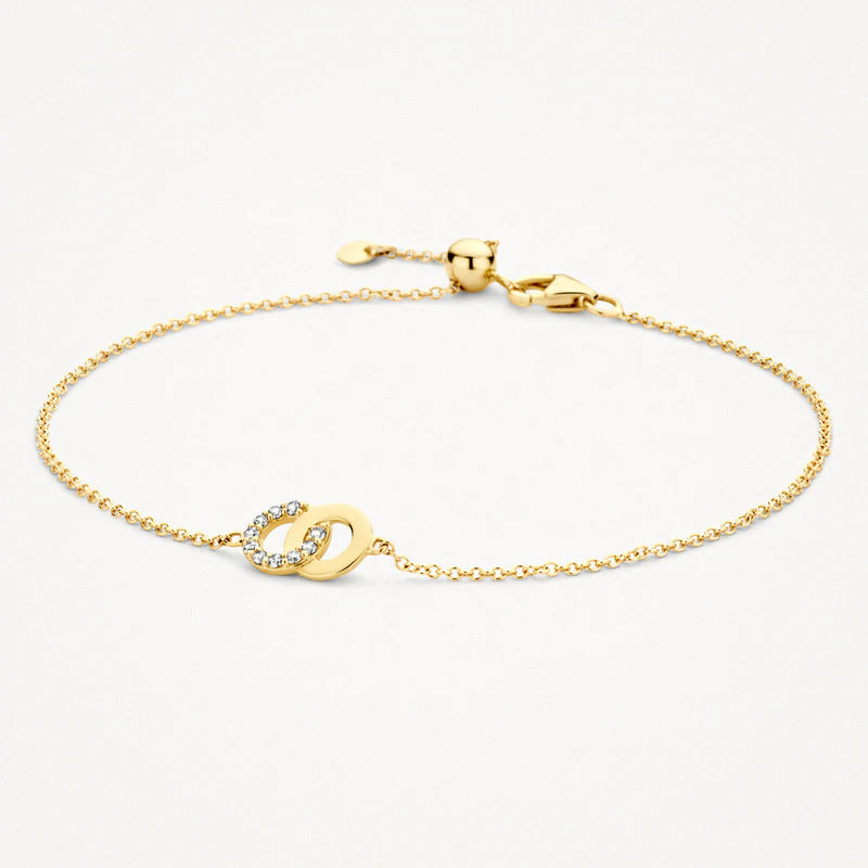 Blush Armband aus 14 Karat Gold mit verschlungenen Ringen und Pavé-Zirkonia - 2223YZI