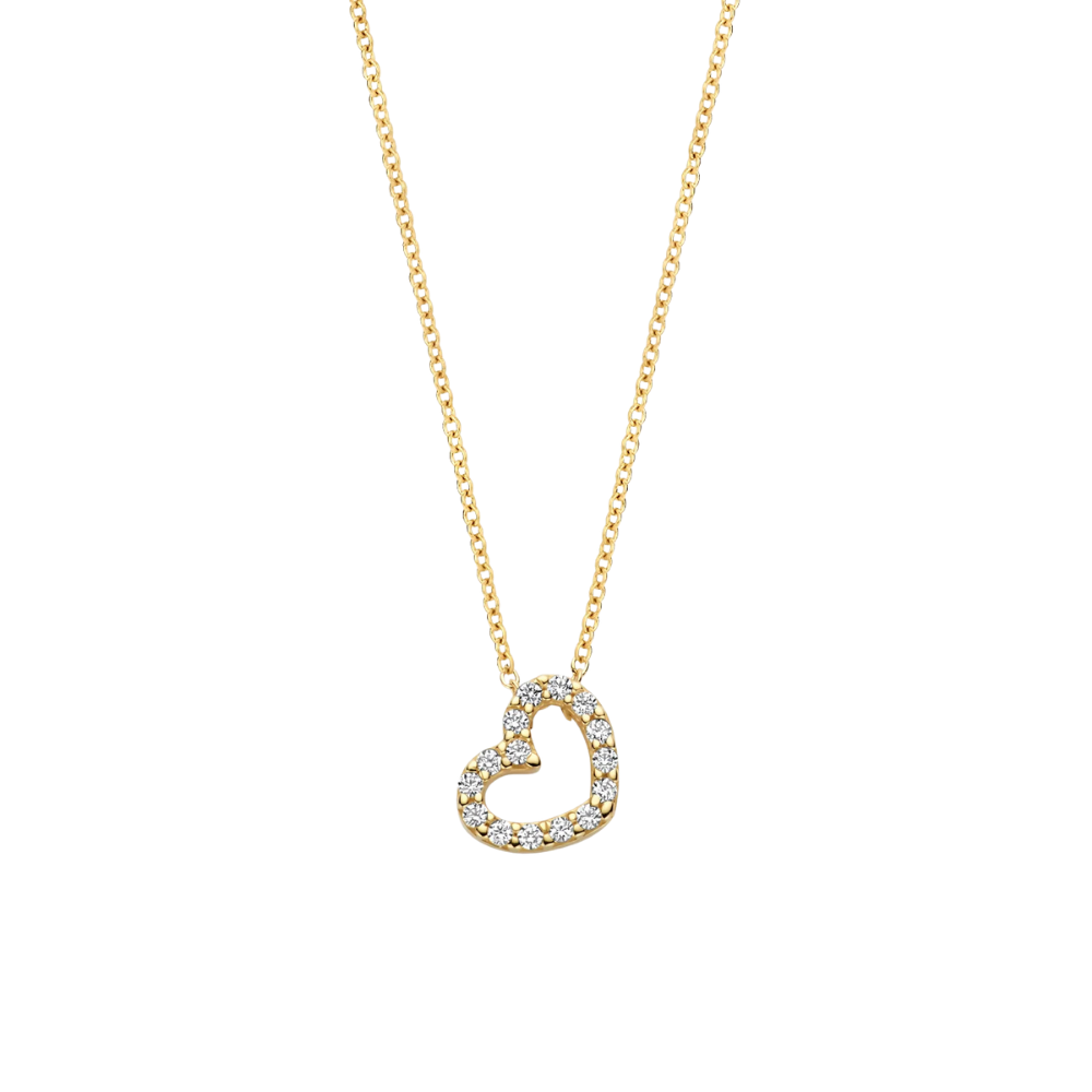 Blush Herzkette in 750/18 Karat Gelbgold mit Zirkoniasteinen - 3072YZI