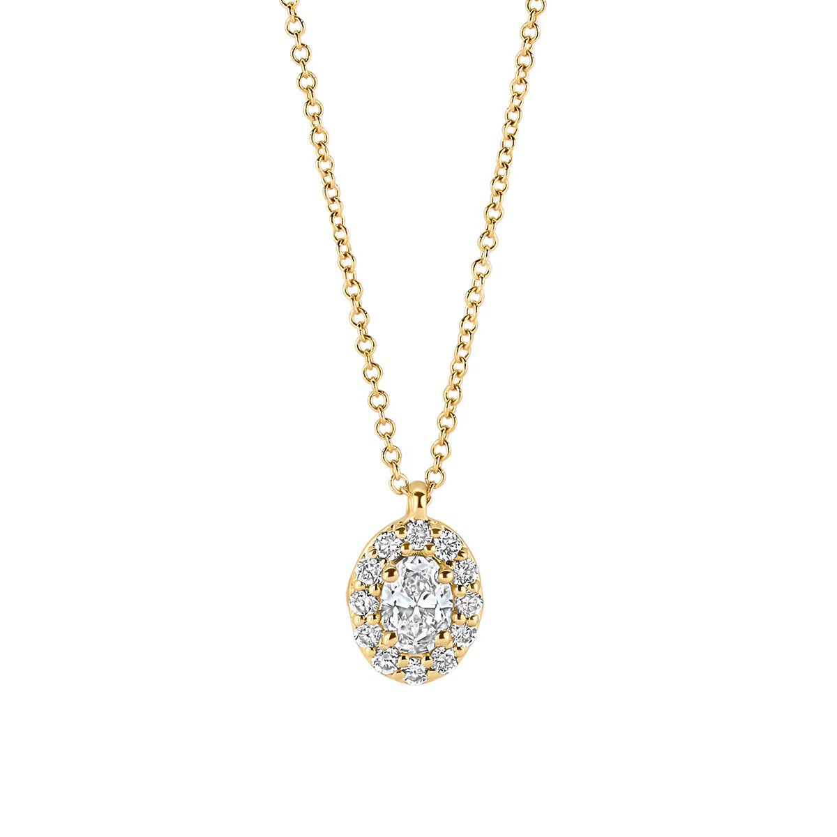 Blush Halskette aus 14 Karat Gold mit ovalem Labordiamanten in Entourage-Fassung 0.32 ct - LG3019Y