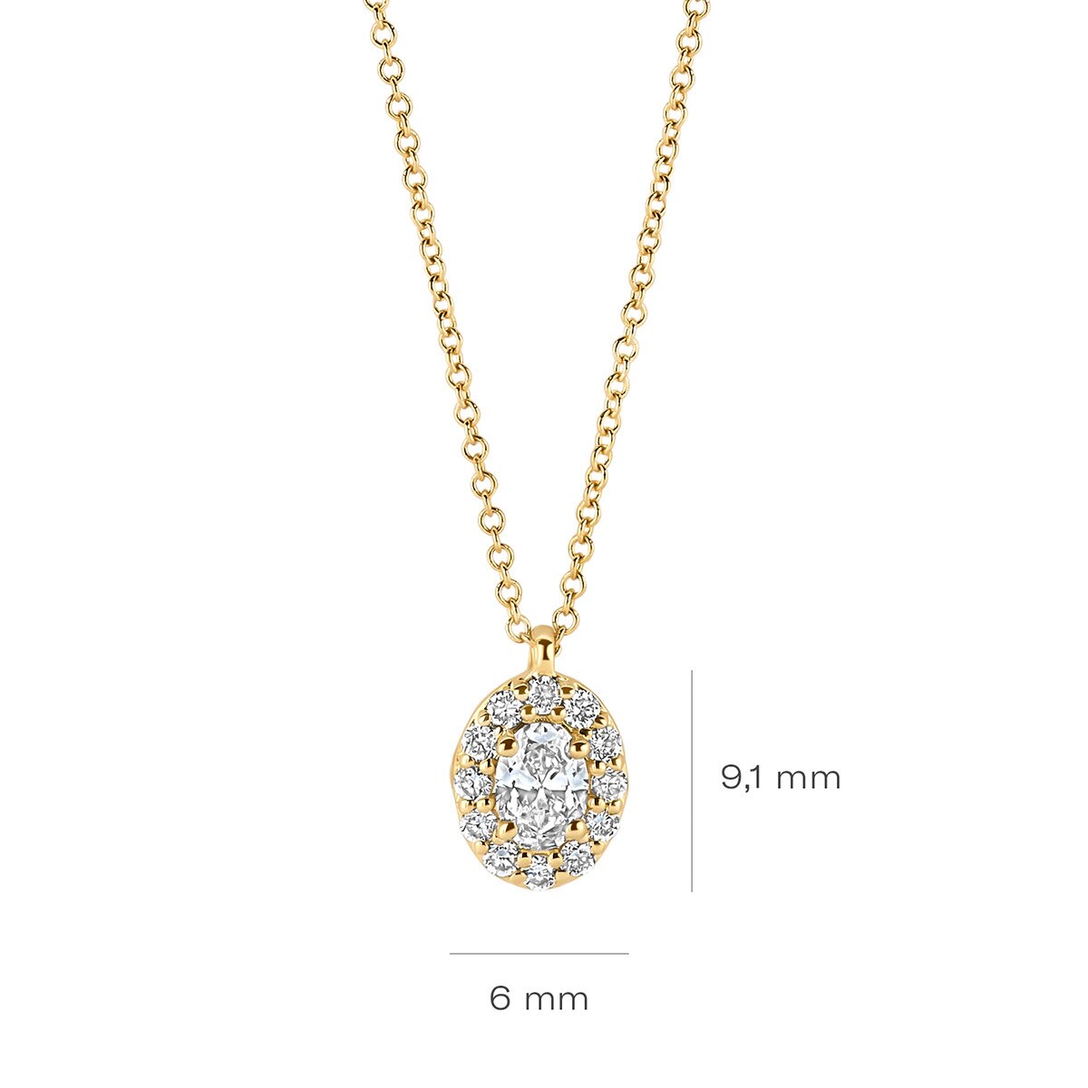 Blush Halskette aus 14 Karat Gold mit ovalem Labordiamanten in Entourage-Fassung 0.32 ct - LG3019Y