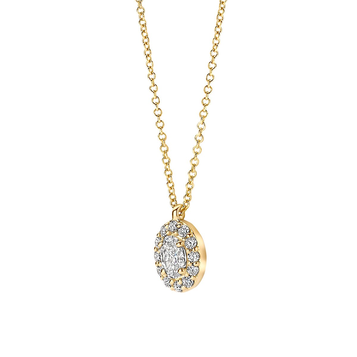 Blush Halskette aus 14 Karat Gold mit ovalem Labordiamanten in Entourage-Fassung 0.32 ct - LG3019Y