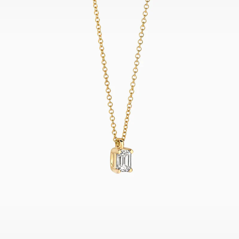 Blush Halskette aus 14 Karat Gold mit rechteckigem Labordiamanten 0.20 ct - LG3016Y