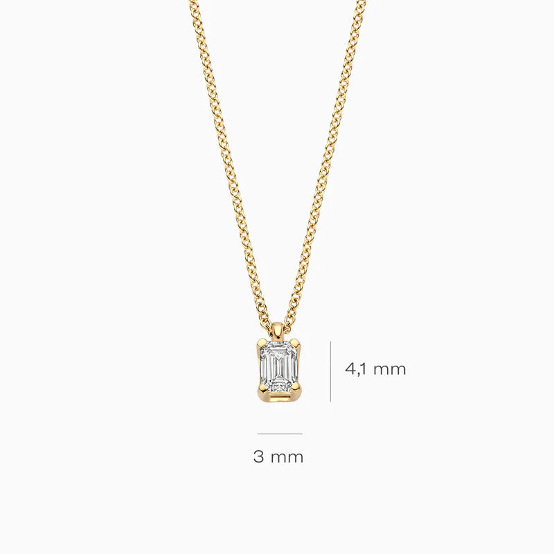 Blush Halskette aus 14 Karat Gold mit rechteckigem Labordiamanten 0.20 ct - LG3016Y