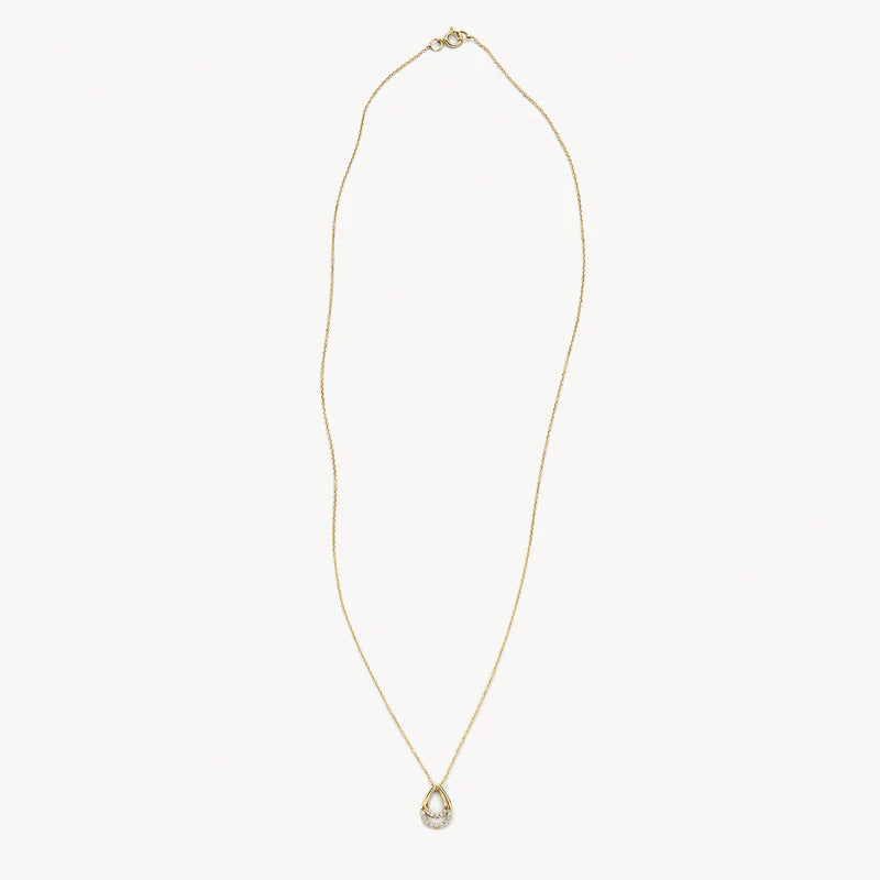 Blush Halskette aus 14 Karat Gold mit Tropfenanhänger und Pavé-Zirkonia - 3195YZI