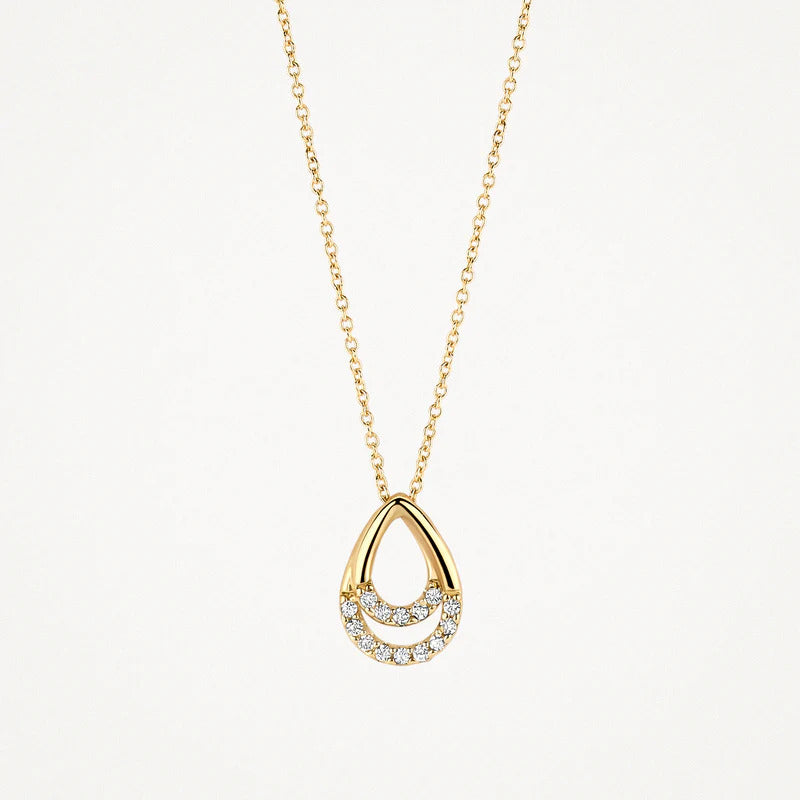 Blush Halskette aus 14 Karat Gold mit Tropfenanhänger und Pavé-Zirkonia - 3195YZI
