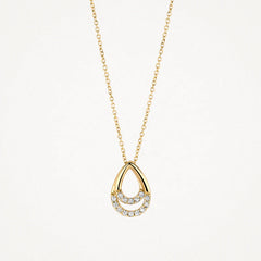 Blush Halskette aus 14 Karat Gold mit Tropfenanhänger und Pavé-Zirkonia - 3195YZI