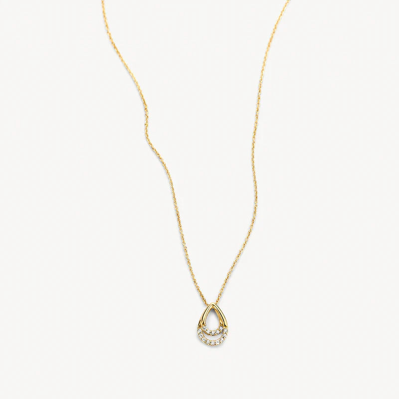 Blush Halskette aus 14 Karat Gold mit Tropfenanhänger und Pavé-Zirkonia - 3195YZI