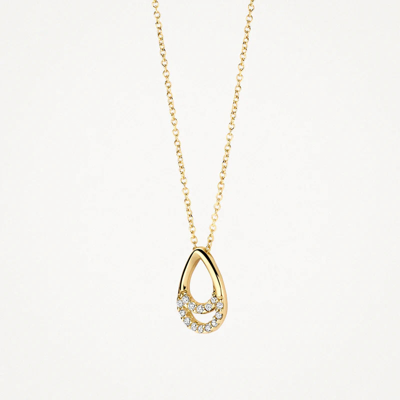 Blush Halskette aus 14 Karat Gold mit Tropfenanhänger und Pavé-Zirkonia - 3195YZI