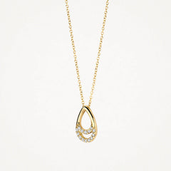 Blush Halskette aus 14 Karat Gold mit Tropfenanhänger und Pavé-Zirkonia - 3195YZI