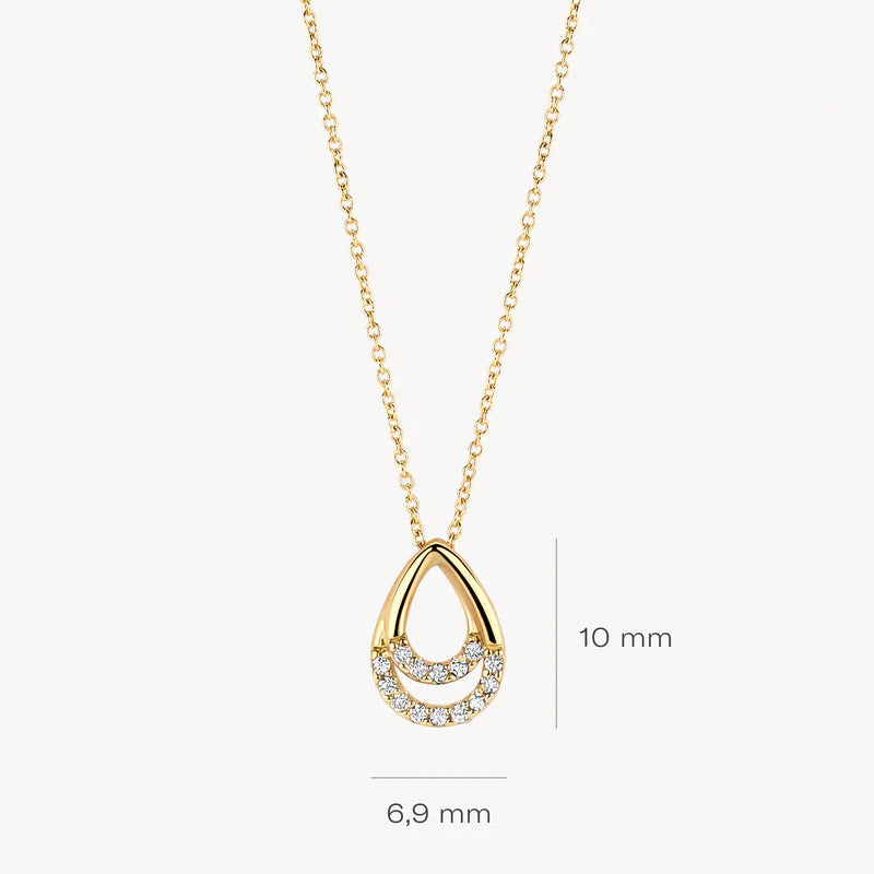 Blush Halskette aus 14 Karat Gold mit Tropfenanhänger und Pavé-Zirkonia - 3195YZI