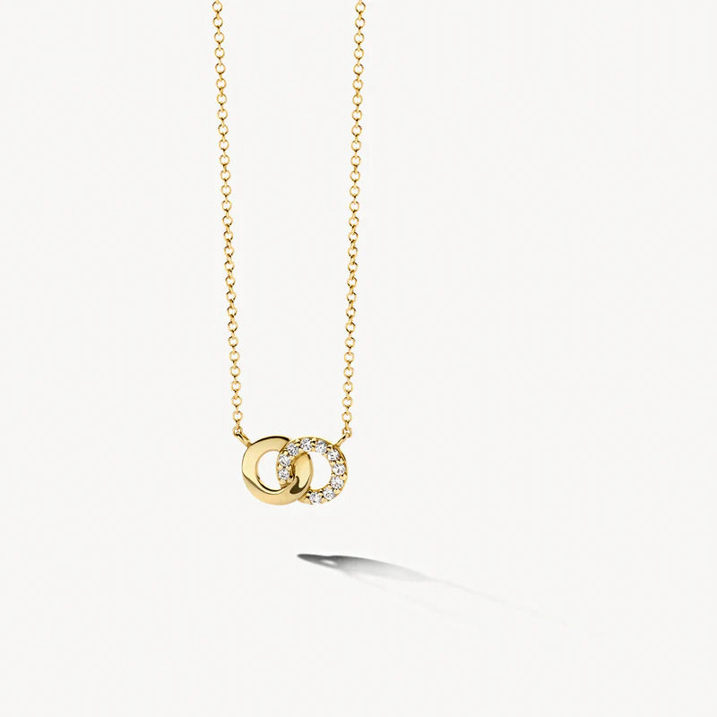 Blush Halskette aus 14 Karat Gold mit verschlungenen Ringen und Pavé-Zirkonia - 3126YZI
