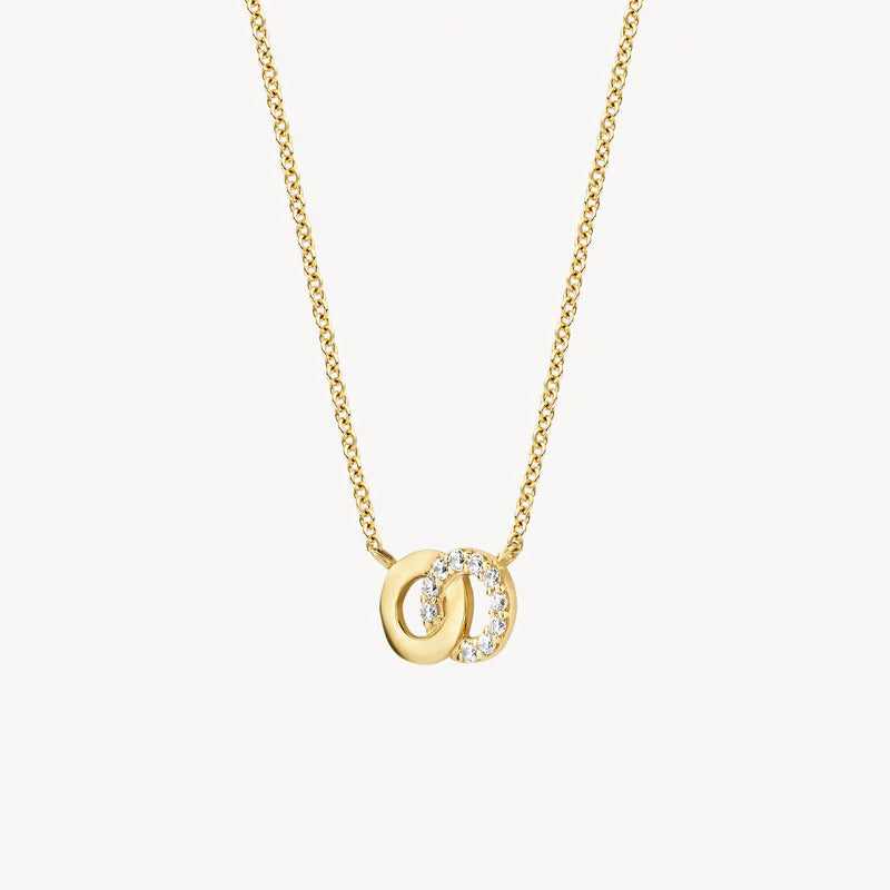 Blush Halskette aus 14 Karat Gold mit verschlungenen Ringen und Pavé-Zirkonia - 3126YZI