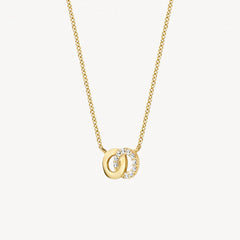 Blush Halskette aus 14 Karat Gold mit verschlungenen Ringen und Pavé-Zirkonia - 3126YZI