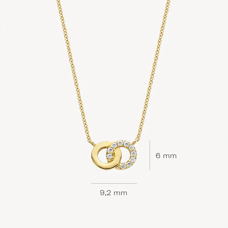 Blush Halskette aus 14 Karat Gold mit verschlungenen Ringen und Pavé-Zirkonia - 3126YZI