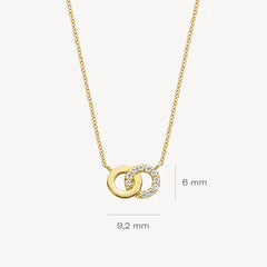 Blush Halskette aus 14 Karat Gold mit verschlungenen Ringen und Pavé-Zirkonia - 3126YZI