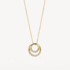 Blush Halskette aus 14 Karat Gold mit zwei verschlungenen Ringen und Pavé-Zirkonia - 3193YZI