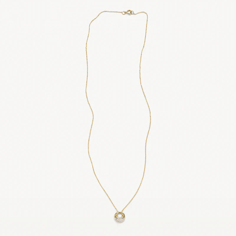 Blush Halskette aus 14 Karat Gold mit zwei verschlungenen Ringen und Pavé-Zirkonia - 3193YZI