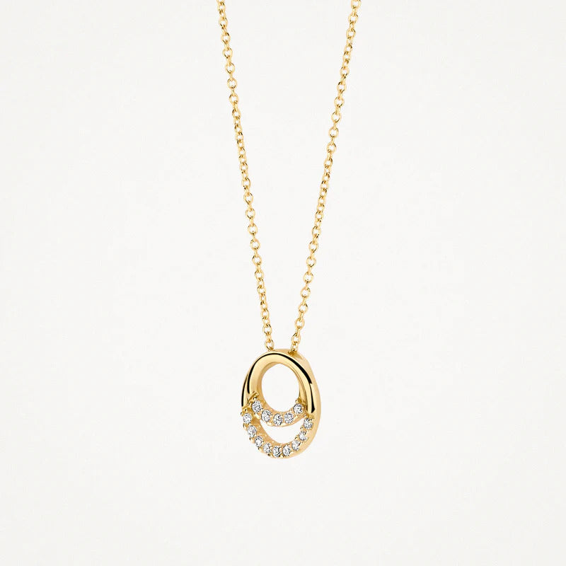 Blush Halskette aus 14 Karat Gold mit zwei verschlungenen Ringen und Pavé-Zirkonia - 3193YZI