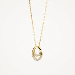 Blush Halskette aus 14 Karat Gold mit zwei verschlungenen Ringen und Pavé-Zirkonia - 3193YZI