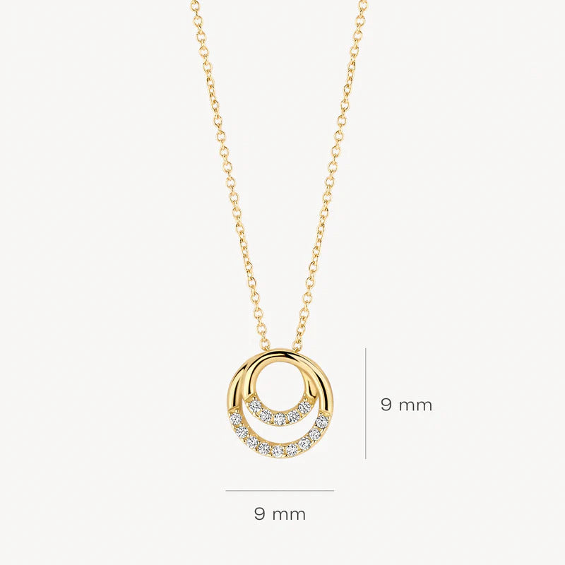 Blush Halskette aus 14 Karat Gold mit zwei verschlungenen Ringen und Pavé-Zirkonia - 3193YZI