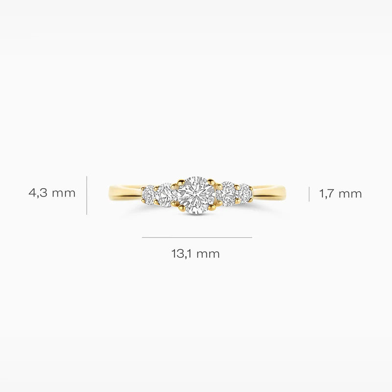Blush Labordiamant-Ring aus 14 Karat Gold mit fünf Labordiamanten 0.60 ct - LG1044Y