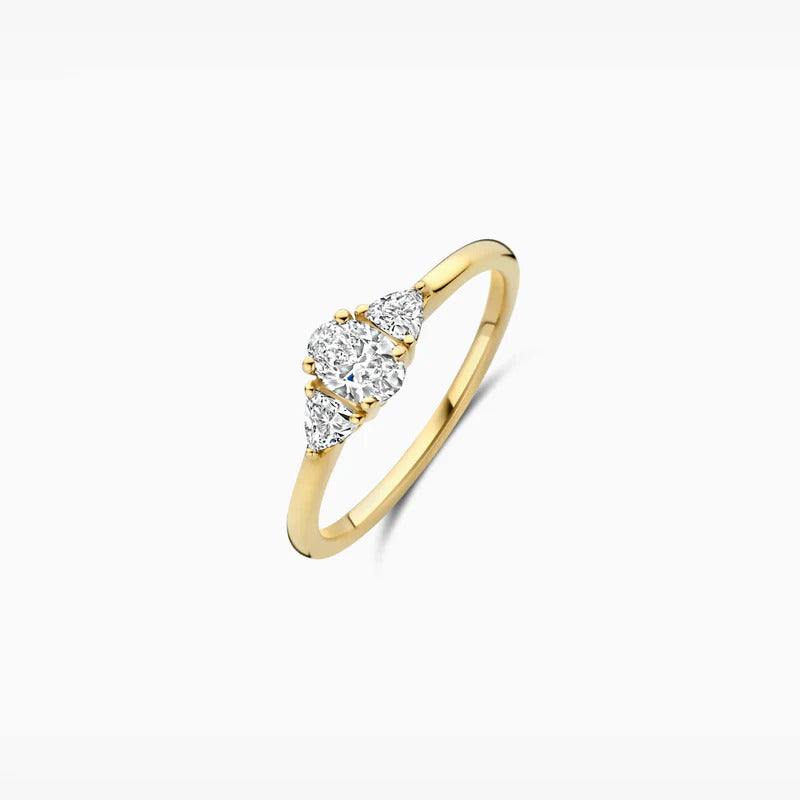 Blush Labordiamant-Ring aus 14 Karat Gold mit ovalem und dreieckigen Diamanten 0.55 ct - LG1039Y