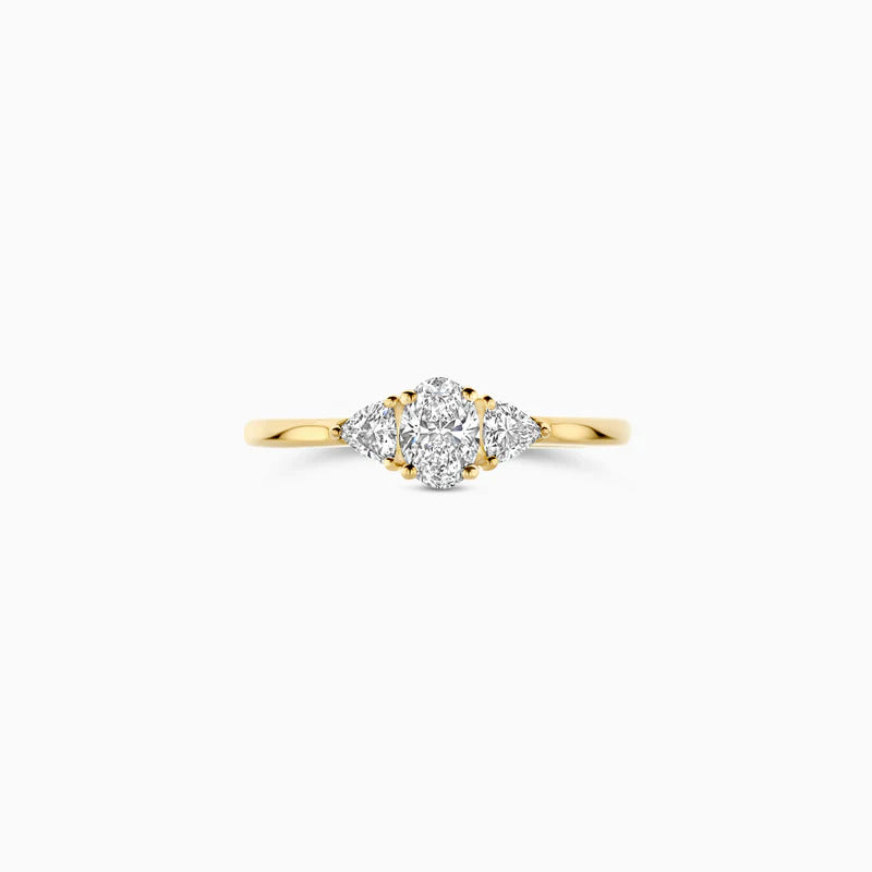 Blush Labordiamant-Ring aus 14 Karat Gold mit ovalem und dreieckigen Diamanten 0.55 ct - LG1039Y