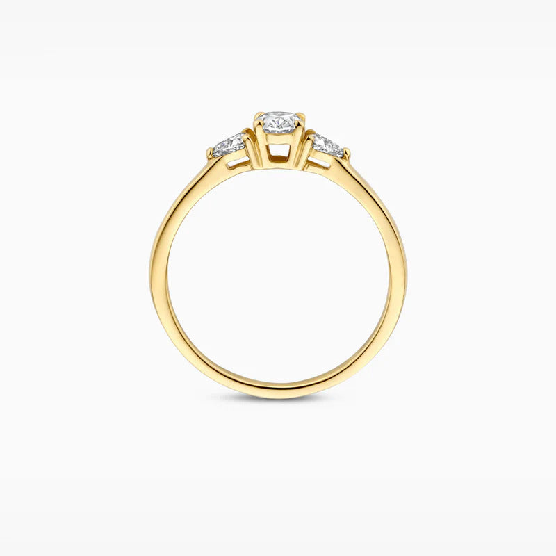 Blush Labordiamant-Ring aus 14 Karat Gold mit ovalem und dreieckigen Diamanten 0.55 ct - LG1039Y