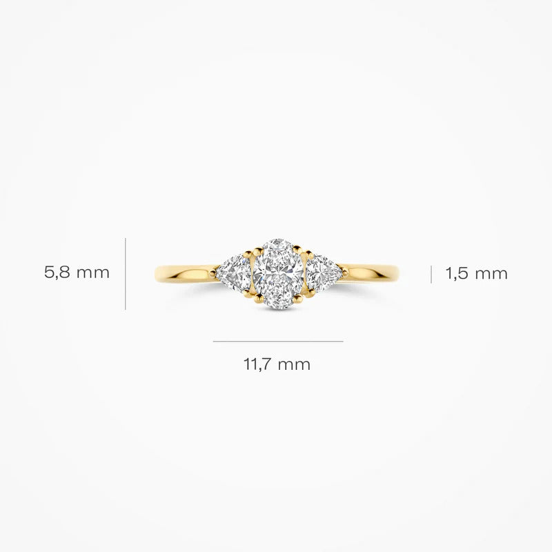Blush Labordiamant-Ring aus 14 Karat Gold mit ovalem und dreieckigen Diamanten 0.55 ct - LG1039Y
