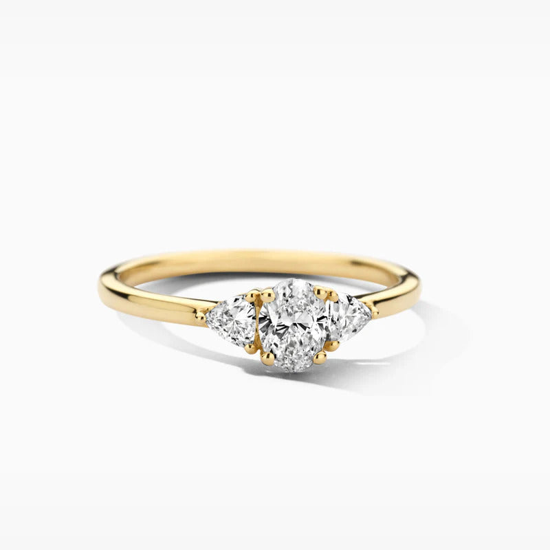 Blush Labordiamant-Ring aus 14 Karat Gold mit ovalem und dreieckigen Diamanten 0.55 ct - LG1039Y
