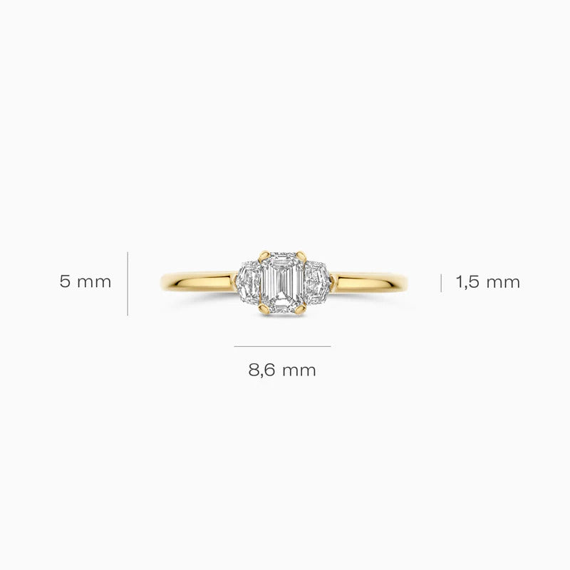 Blush Labordiamant-Ring aus 14 Karat Gold mit rechteckigem und fünfeckigen Diamanten 0.60 ct - LG1040Y