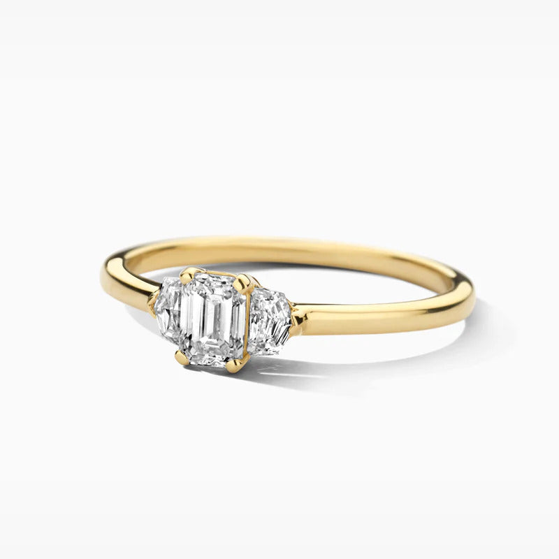 Blush Labordiamant-Ring aus 14 Karat Gold mit rechteckigem und fünfeckigen Diamanten 0.60 ct - LG1040Y