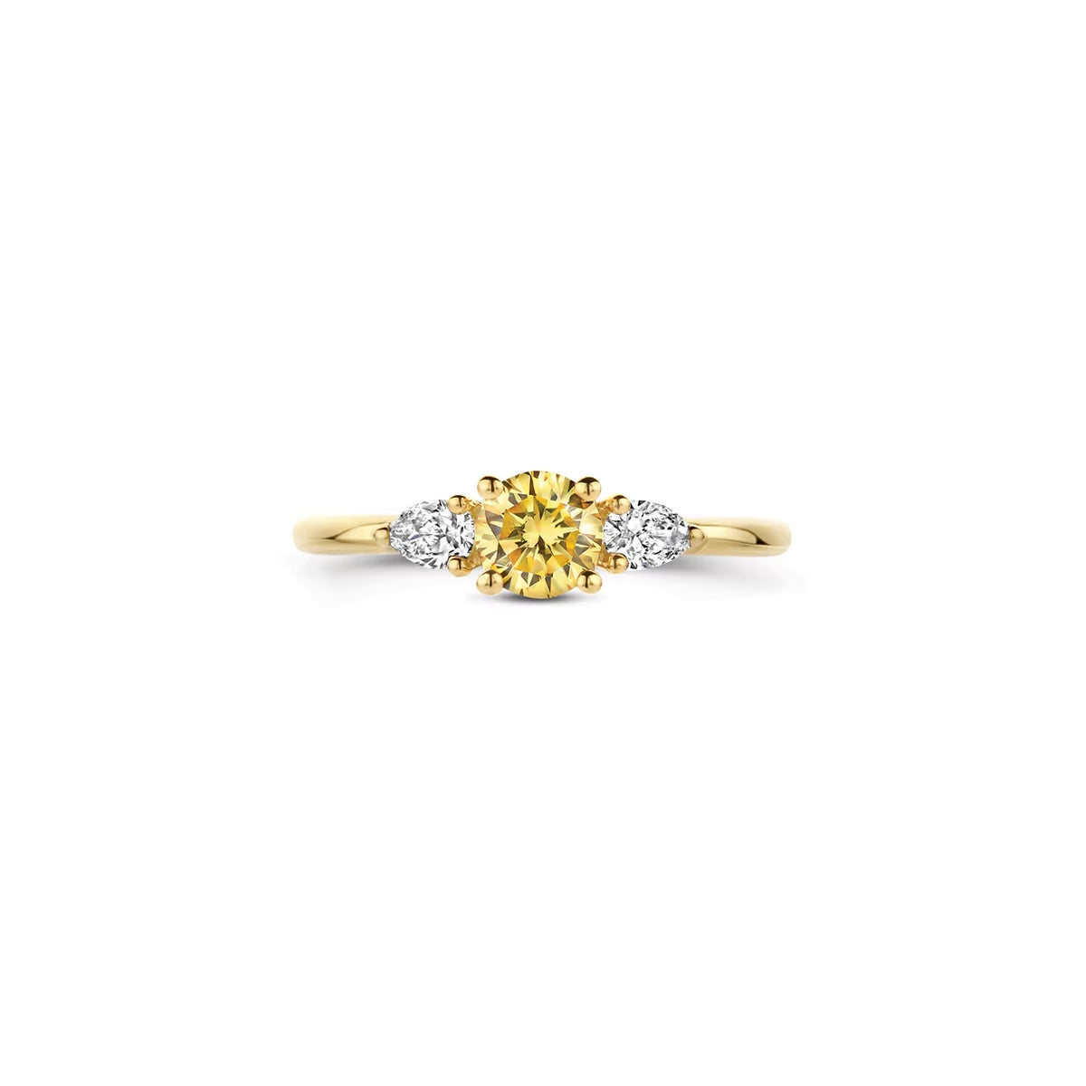 Blush Ring aus 14 Karat Gelbgold mit gelbem Farbstein & Labordiamanten - LG1071Y/54