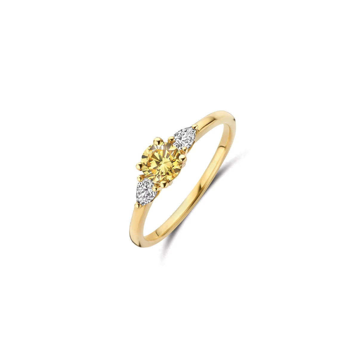 Blush Ring aus 14 Karat Gelbgold mit gelbem Farbstein & Labordiamanten - LG1071Y/54