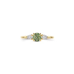 Blush Ring aus 14 Karat Gelbgold mit grünem Farbstein & Labordiamanten - LG1069Y/54