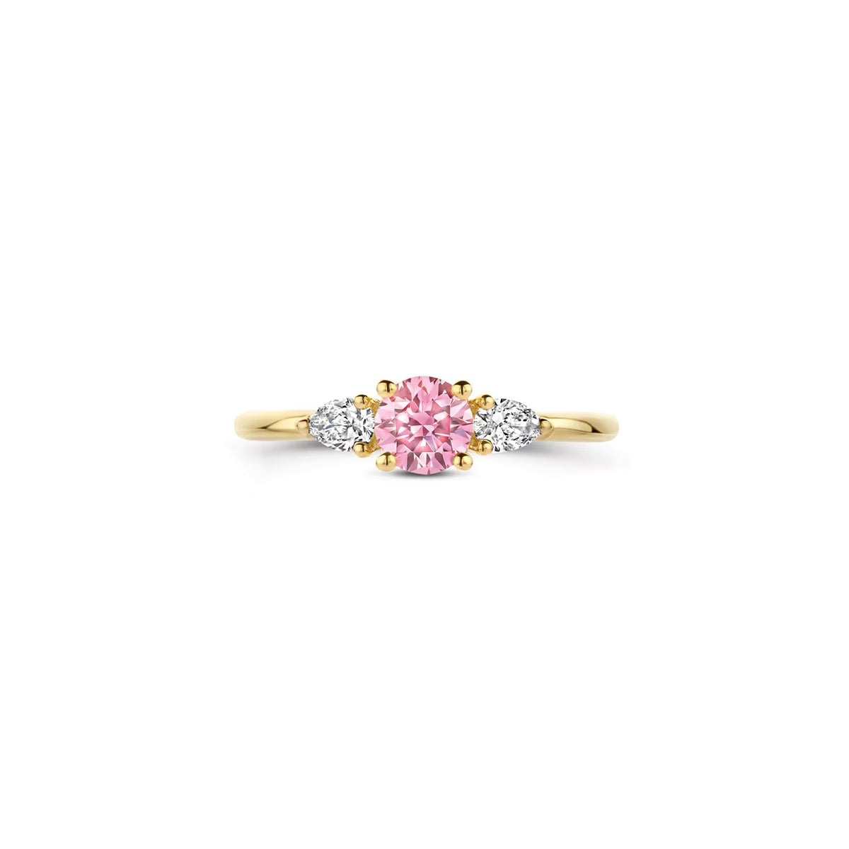 Blush Ring aus 14 Karat Gelbgold mit rosa Farbstein & Labordiamanten - LG1070Y/54