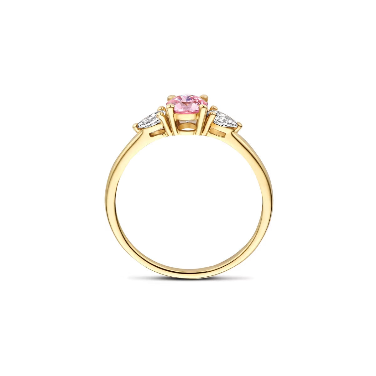 Blush Ring aus 14 Karat Gelbgold mit rosa Farbstein & Labordiamanten - LG1070Y/54