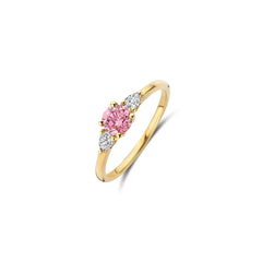 Blush Ring aus 14 Karat Gelbgold mit rosa Farbstein & Labordiamanten - LG1070Y/54