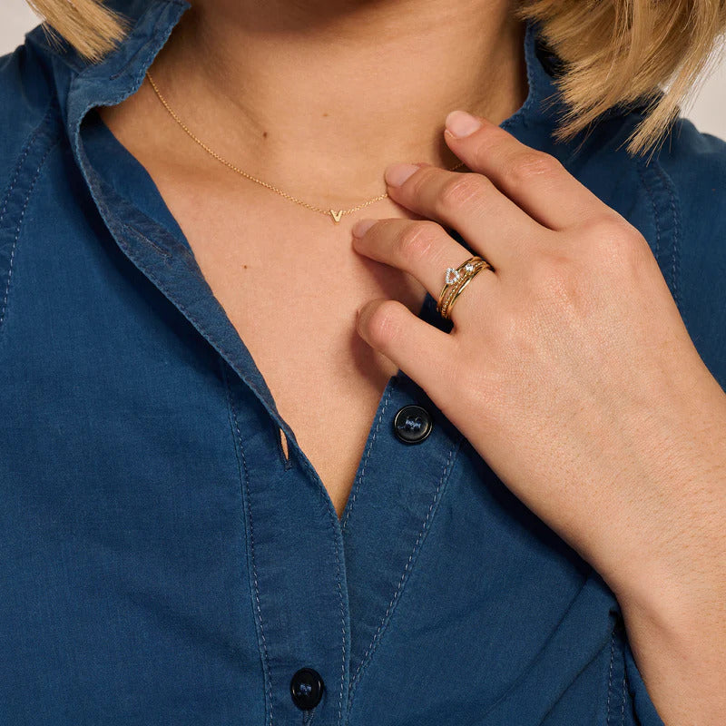 Blush Ring aus 14 Karat Gold mit Herz und Pavé-Zirkonia - 1231YZI/54