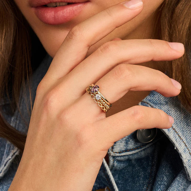 Blush Ring aus 14 Karat Gold mit ovalem Amethyst - 1242YAM