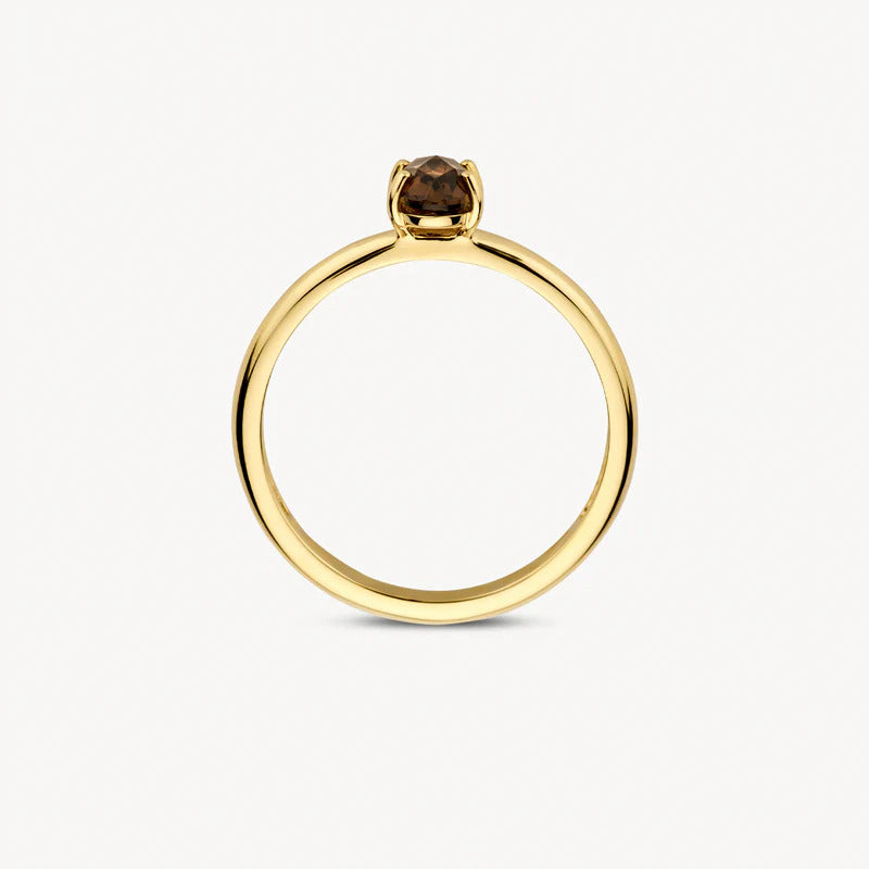 Blush Ring aus 14 Karat Gold mit ovalem Rauchquarz - 1242YSQ